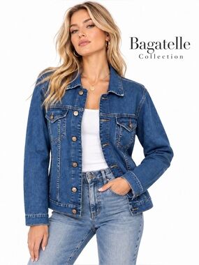Bagatelle Collection Denim Jacket Large Y2K style Classic Stretch Trucker